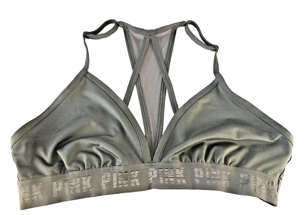 Victoria’s Secret PINK Ultimate Triangle Gym Sports Bra Large Dark Garden Green